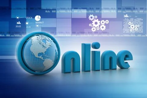 On-line illustration with globe. Illustrazione stock
