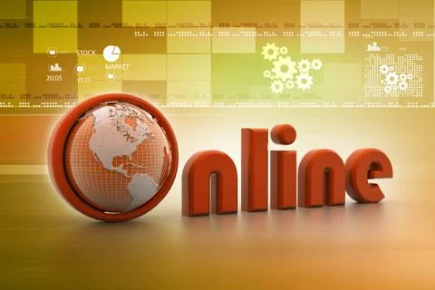 On-line illustration with globe. Stock Illustration