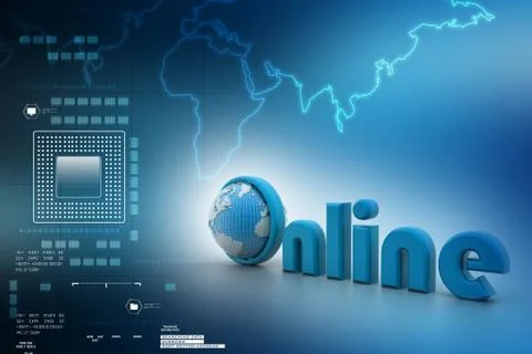 On-line illustration with globe. Stock Illustration