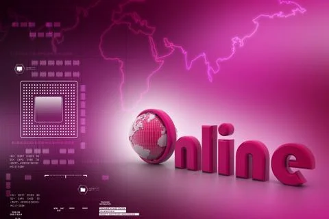 On-line illustration with globe. Stock Illustration