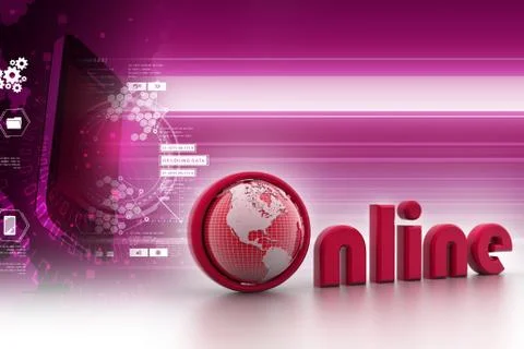 On-line illustration with globe. Stock-Illustration