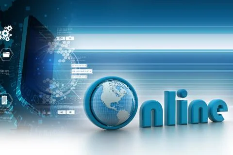On-line illustration with globe. Stock Illustration