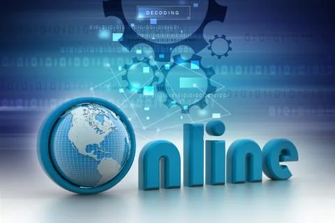 On-line illustration with globe. Stock Illustration