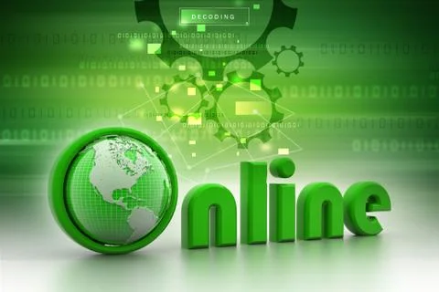 On-line illustration with globe. Stock Illustration