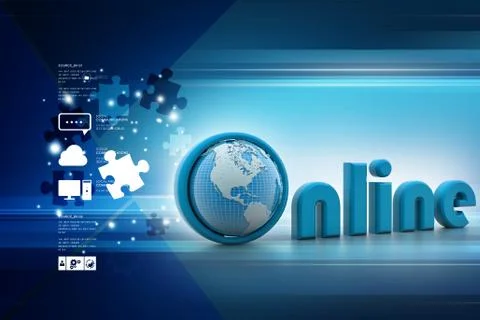 On-line illustration with globe. Stock-Illustration