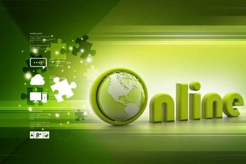 On-line illustration with globe. Stock Illustration