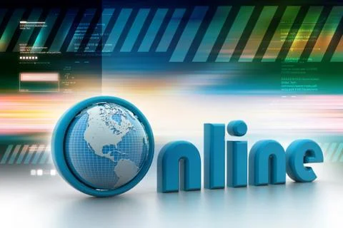 On-line illustration with globe. Stock Illustration