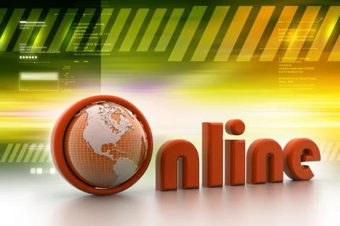 On-line illustration with globe. Stock Illustration