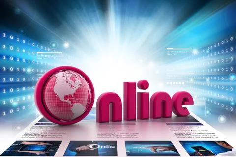 On-line illustration with globe. Stock-Illustration