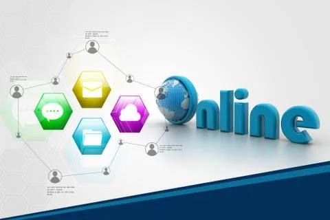 On-line illustration with globe. Stock Illustration