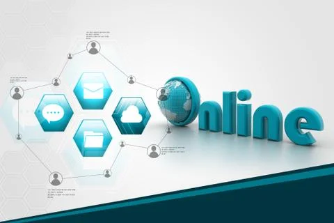 On-line illustration with globe. Stock Illustration