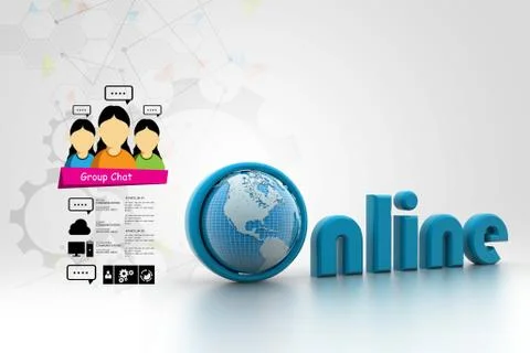 On-line illustration with globe. Stock-Illustration