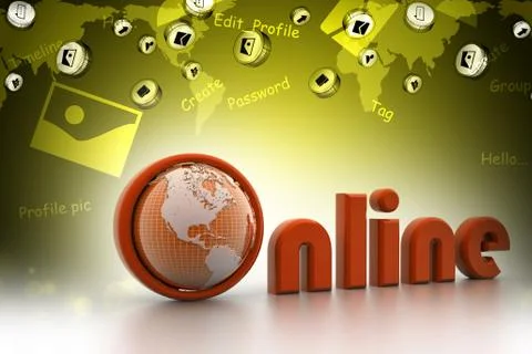 On-line illustration with globe. Stock Illustration