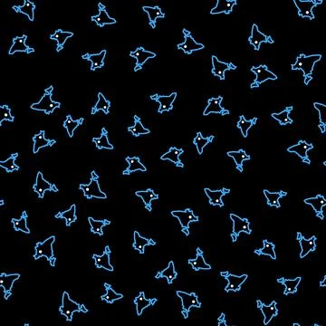 Line India map icon isolated seamless pattern on black background. Vector Illustrazione stock