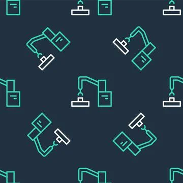 Line Industrial machine robotic robot arm hand factory icon isolated seamless Illustrazione stock
