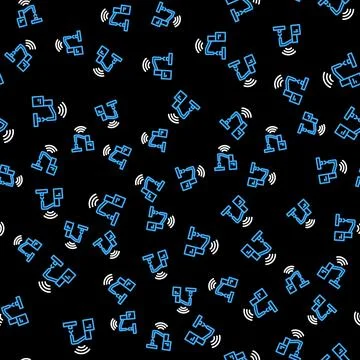 Line Industrial machine robotic robot arm hand factory icon isolated seamless Illustrazione stock