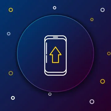 Line Infographic of city map navigation icon isolated on blue background. Mobile Illustrazione stock
