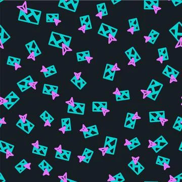 Line Infographic of city map navigation icon isolated seamless pattern on black 스톡 일러스트
