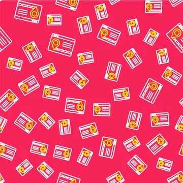 Line Infographic of city map navigation icon isolated seamless pattern on red Stock Illustration