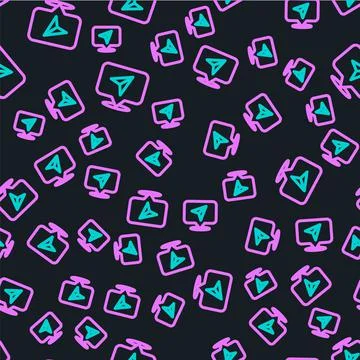 Line Infographic of city map navigation icon isolated seamless pattern on black 스톡 일러스트