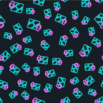 Line Infographic of city map navigation icon isolated seamless pattern on black 스톡 일러스트