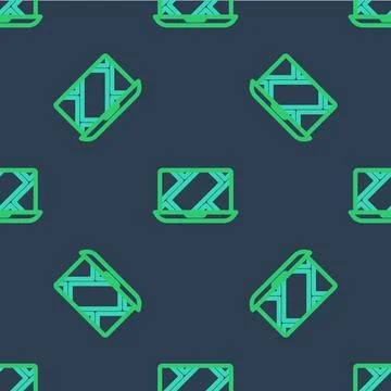 Line Infographic of city map navigation icon isolated seamless pattern on blue Stock Illustration