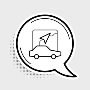 Line Infographic of city map navigation icon isolated on grey background. Mobile Illustrazione stock