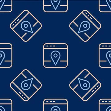 Line Infographic of city map navigation icon isolated seamless pattern on blue 스톡 일러스트