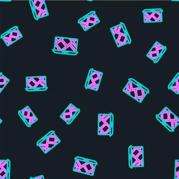 Line Infographic of city map navigation icon isolated seamless pattern on black Stock Illustration
