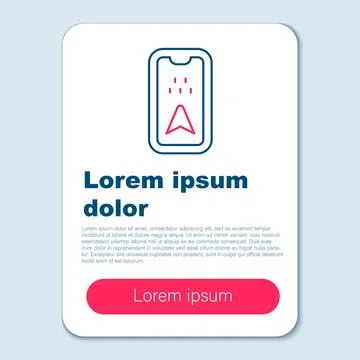 Line Infographic of city map navigation icon isolated on grey background. Mobile Illustrazione stock