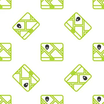 Line Infographic of city map navigation icon isolated seamless pattern on whi Stock Illustration
