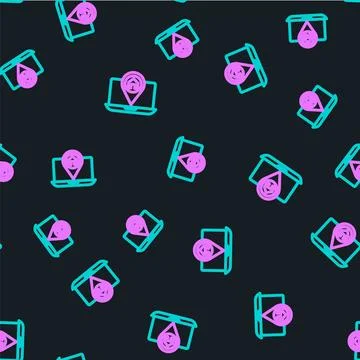 Line Infographic of city map navigation icon isolated seamless pattern on b.. 스톡 일러스트