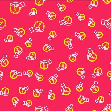Line Information icon isolated seamless pattern on red background. Vector Illustrazione stock