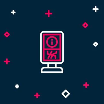 Line Information stand icon isolated on blue background. Colorful outline c.. Stock Illustration