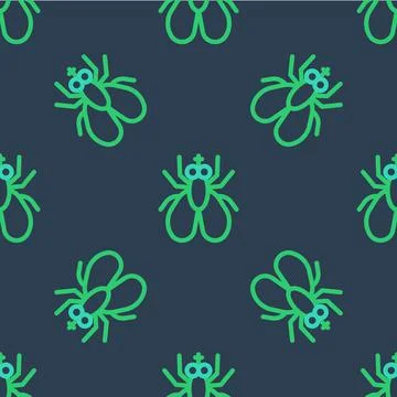 Line Insect fly icon isolated seamless pattern on blue background. Vector Stock Illustration