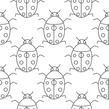 Line insect ladybird ladybug. Pattern, textile . 스톡 일러스트