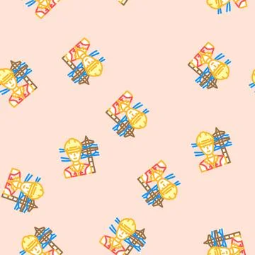 Line installer repairer vector seamless pattern Stock Illustration