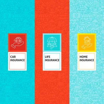 Line Insurance Patterns Set Stock Illustration