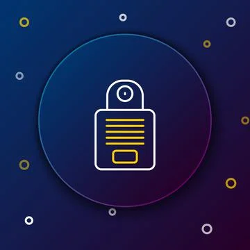 Line Intercom icon isolated on blue background. Colorful outline concept. Vector Illustrazione stock