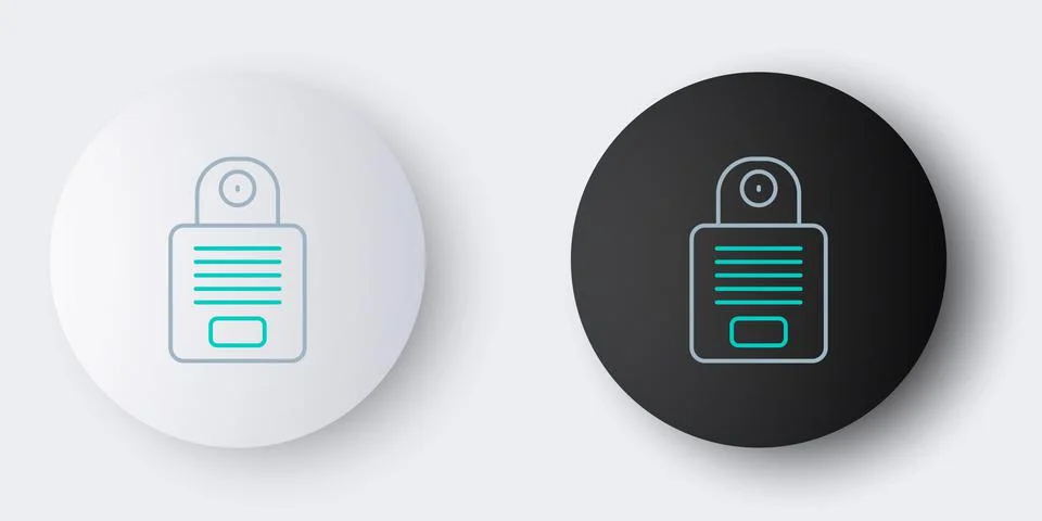 Line Intercom icon isolated on grey background. Colorful outline concept. Vector Illustrazione stock