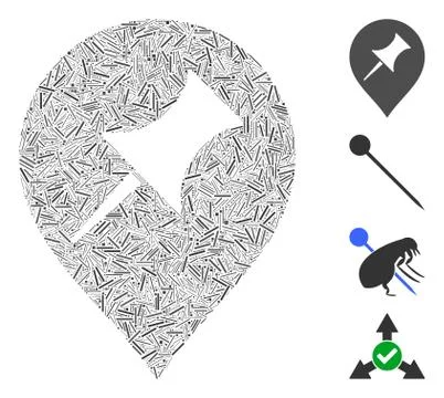 Line Interest Pin Marker Icon Vector Collage 스톡 일러스트
