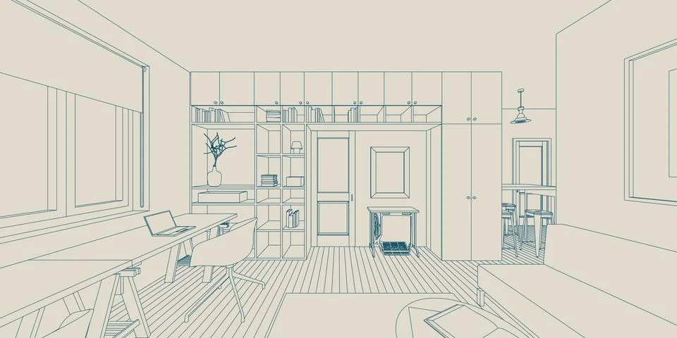 Line interior drawing Stock Illustration