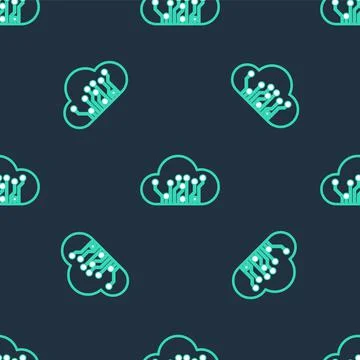 Line Internet of things icon isolated seamless pattern on black background イラスト素材