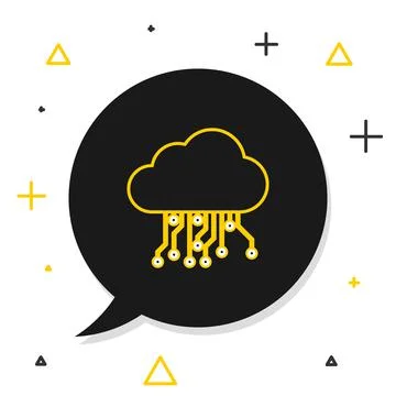 Line Internet of things icon isolated on white background. Cloud computing Stock Illustration