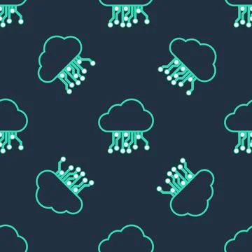 Line Internet of things icon isolated seamless pattern on black background 스톡 일러스트