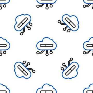 Line Internet of things icon isolated seamless pattern on white background Illustrazione stock