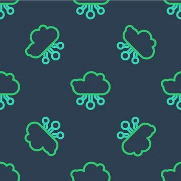 Line Internet of things icon isolated seamless pattern on blue background. Cloud 스톡 일러스트