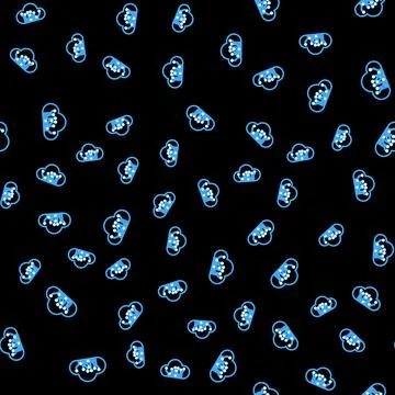Line Internet of things icon isolated seamless pattern on black background Stock Illustration