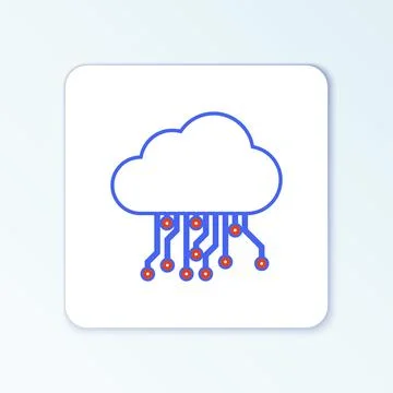 Line Internet of things icon isolated on white background. Cloud computing Stock Illustration