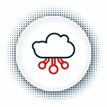 Line Internet of things icon isolated on white background. Cloud computing .. Illustrazione stock
